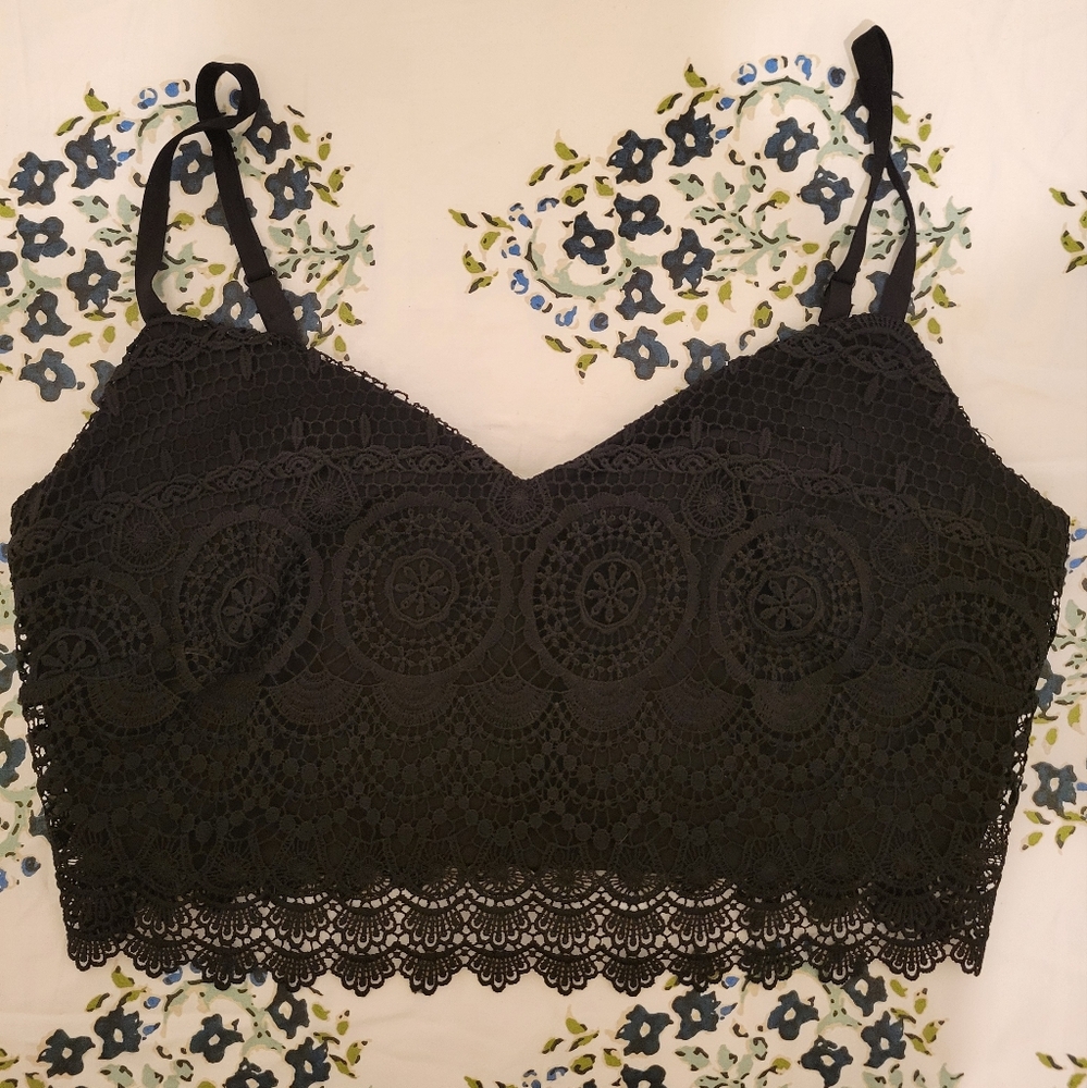 Bebe Black Lace Crop Top